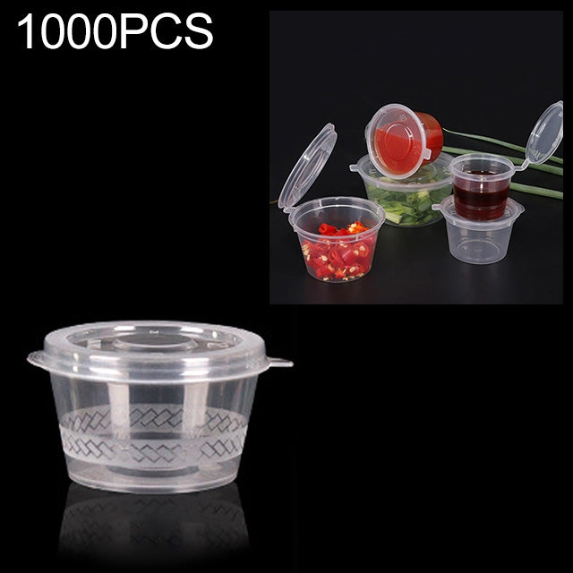 1000 PCS Thick Disposable Transparent Plastic Takeout Packaging Seasoning Box with Lid, Style: 1.5oz Siamese Cup 40ml