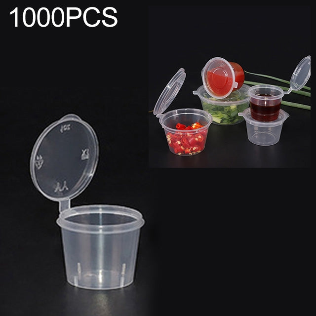1000 PCS Thick Disposable Transparent Plastic Takeout Packaging Seasoning Box with Lid, Style: 1oz Siamese Cup 30ml