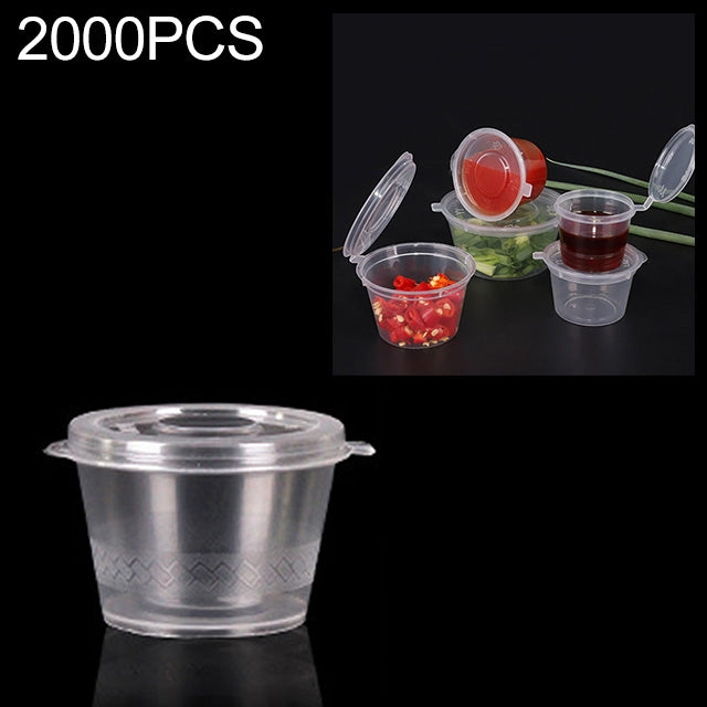 2000 PCS Thick Disposable Transparent Plastic Takeout Packaging Seasoning Box with Lid, Style: 1oz Siamese Cup 25ml