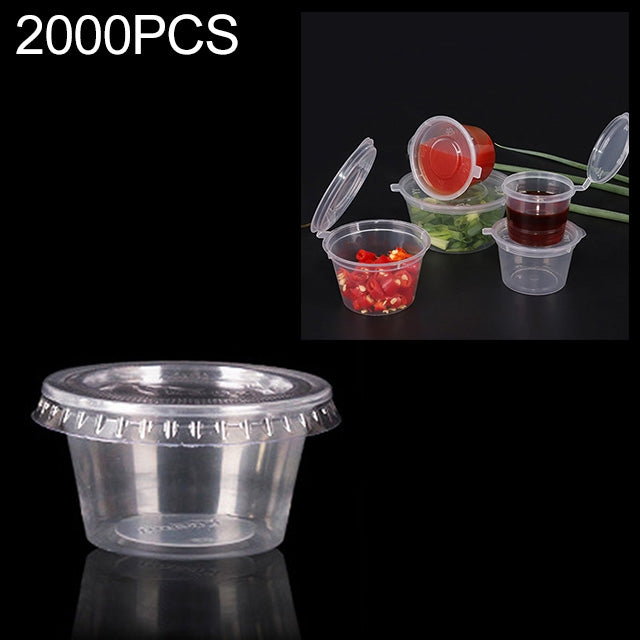 2000 PCS Thick Disposable Transparent Plastic Takeout Packaging Seasoning Box with Lid, Style: 2oz Split Cup 60ml