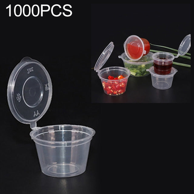 1000 PCS Thick Disposable Transparent Plastic Takeout Packaging Seasoning Box with Lid, Style: 2oz Siamese Cup 45ml