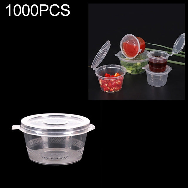 1000 PCS Thick Disposable Transparent Plastic Takeout Packaging Seasoning Box with Lid, Style: 3oz Siamese Cup 75ml