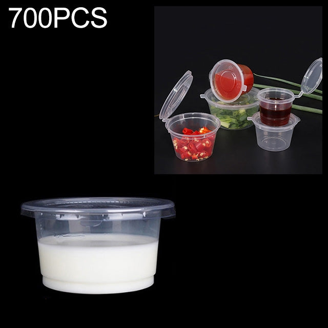 700 PCS Thick Disposable Transparent Plastic Takeout Packaging Seasoning Box with Lid, Style:250ml Split Cup