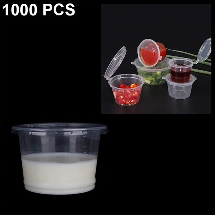 1000 PCS Thick Disposable Transparent Plastic Takeout Packaging Seasoning Box with Lid, Style:300ml Split Cup