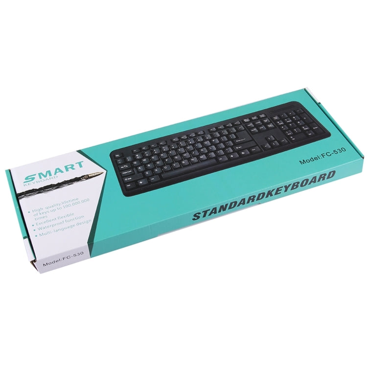 FC-530 Standard USB 104 Keys Wired Keyboard for Computer PC Laptop(Black)