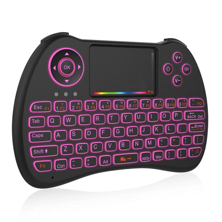 H9 2.4GHz Mini Wireless Air Mouse QWERTY Keyboard with Colorful Backlight & Touchpad for PC, TV(Black)