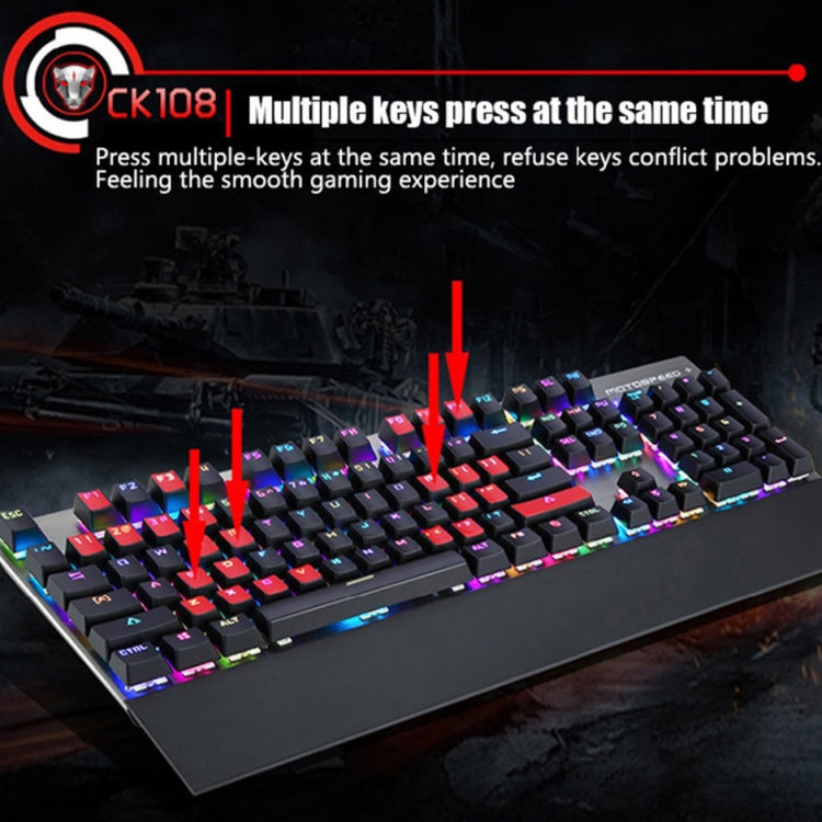 MOTOSPEED CK108 Mechanical Keyboard USB Wired Gaming Keyboard with 18 Backlight Mode,Blue Switch