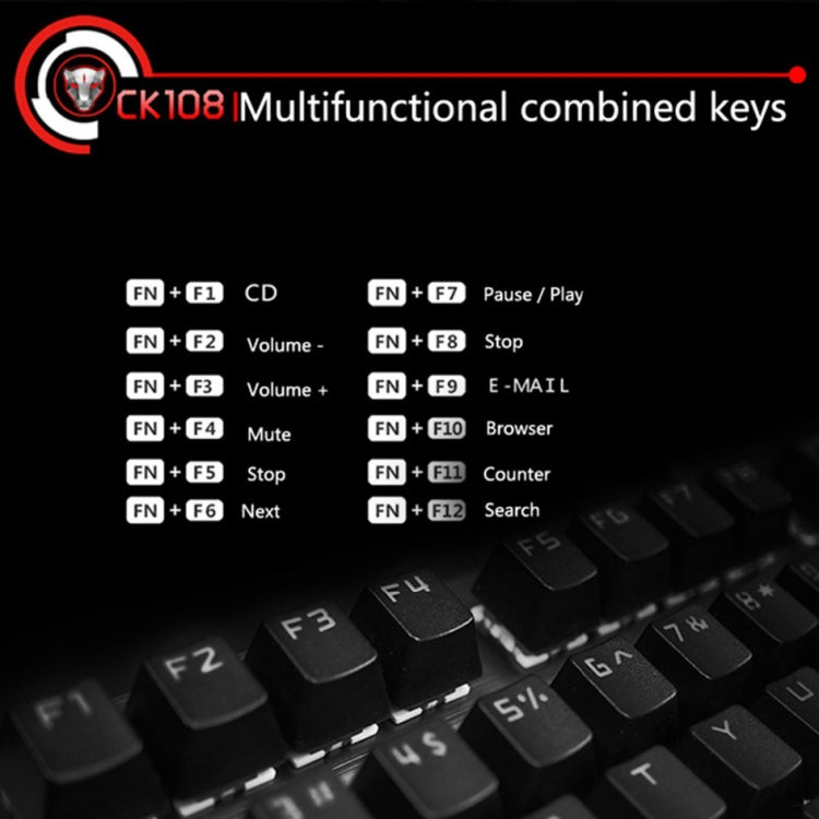 MOTOSPEED CK108 Mechanical Keyboard USB Wired Gaming Keyboard with 18 Backlight Mode,Blue Switch