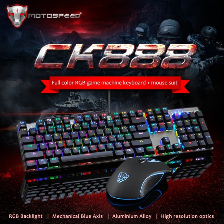 MOTOSPEED CK888 Gaming Mechanical Keyboard + Adjustable DPI Mouse Set with 1.8m Cable for Computer Pro Gamer RGB LED Backlight