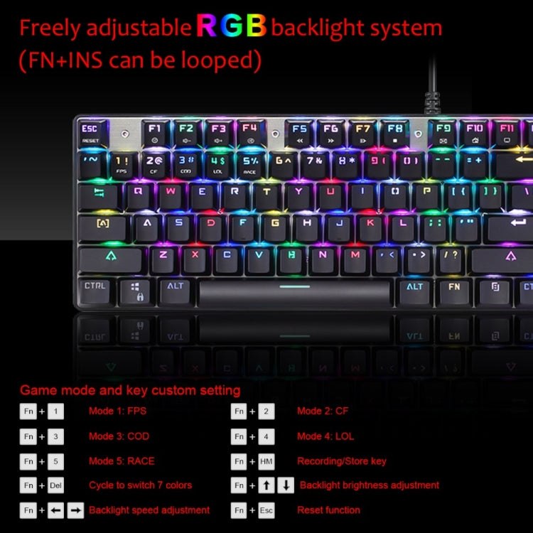 MOTOSPEED CK888 Gaming Mechanical Keyboard + Adjustable DPI Mouse Set with 1.8m Cable for Computer Pro Gamer RGB LED Backlight