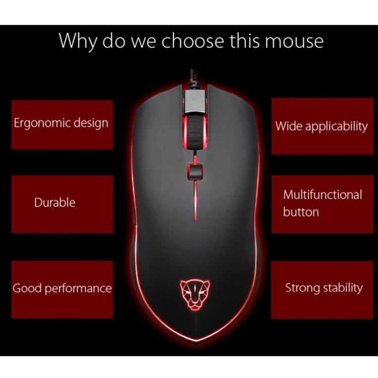 MOTOSPEED V40 USB Wired Gaming Mouse 6 Button Optical RGB LED Lights Mouse 4000DPI