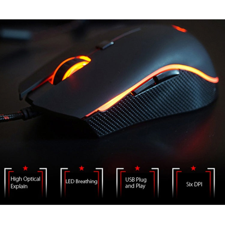 MOTOSPEED V40 USB Wired Gaming Mouse 6 Button Optical RGB LED Lights Mouse 4000DPI