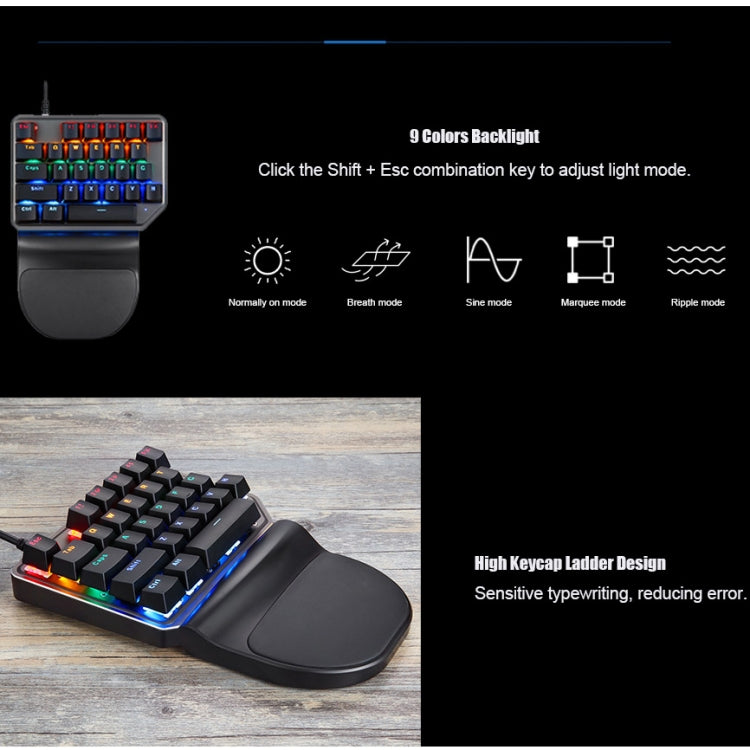 MOTOSPEED K27 USB Wired Singlehanded Mechanical Keyboard with Blue Switch 9 colors Backlight