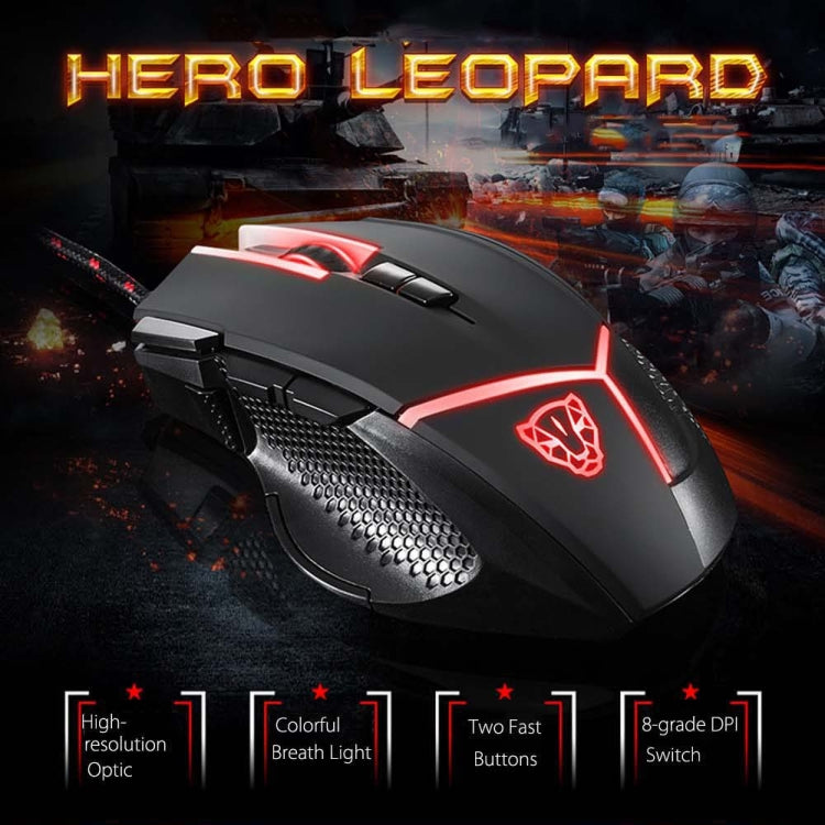 MOTOSPEED V18 Gaming Wired Mouse Supporting 4000DPI 8-grade DPI High Precision Optical 9 Keys LED Breathing Lamp with 1.8m Cable