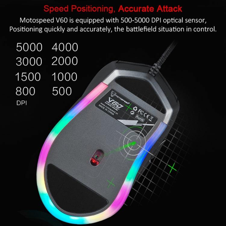 MOTOSPEED V60 5000 DPI Wired Gaming Mouse 7 Keys