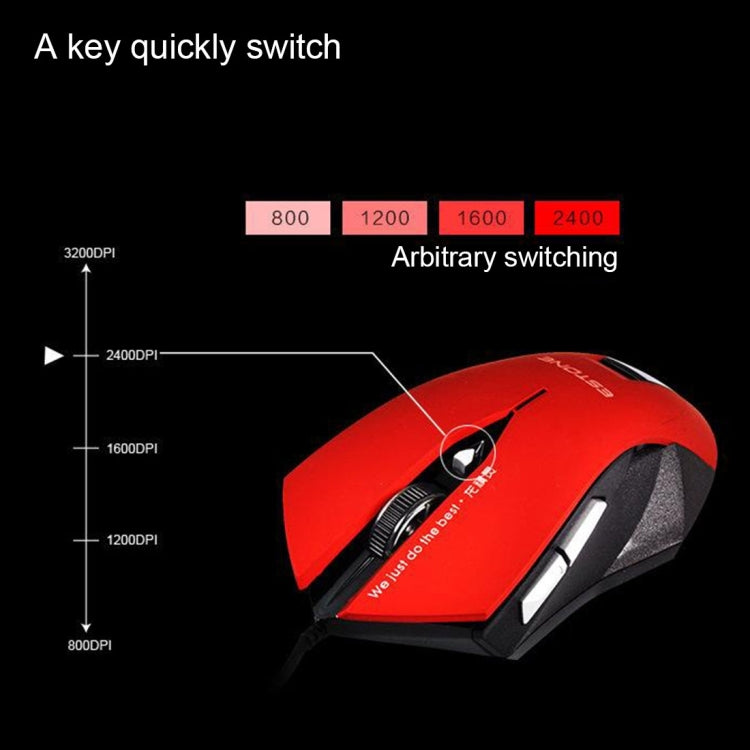 ESTONE E-8100 USB 6 Buttons 2400 DPI Wired Gaming Mouse for Computer PC Laptop