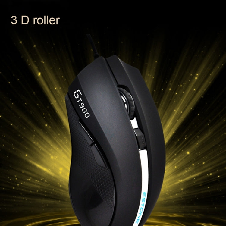 ESTONE GT-900 USB 6 Buttons 2400 DPI Wired Optical Gaming Mouse for Computer PC Laptop(Black)