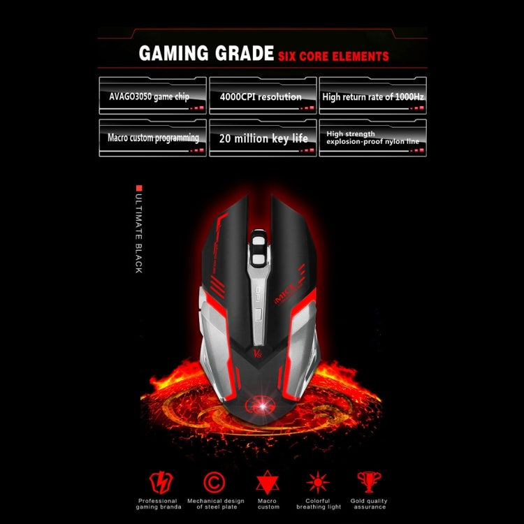 iMICE V8 LED Colorful Light USB 6 Buttons 4000 DPI Wired Optical Gaming Mouse for Computer PC Laptop