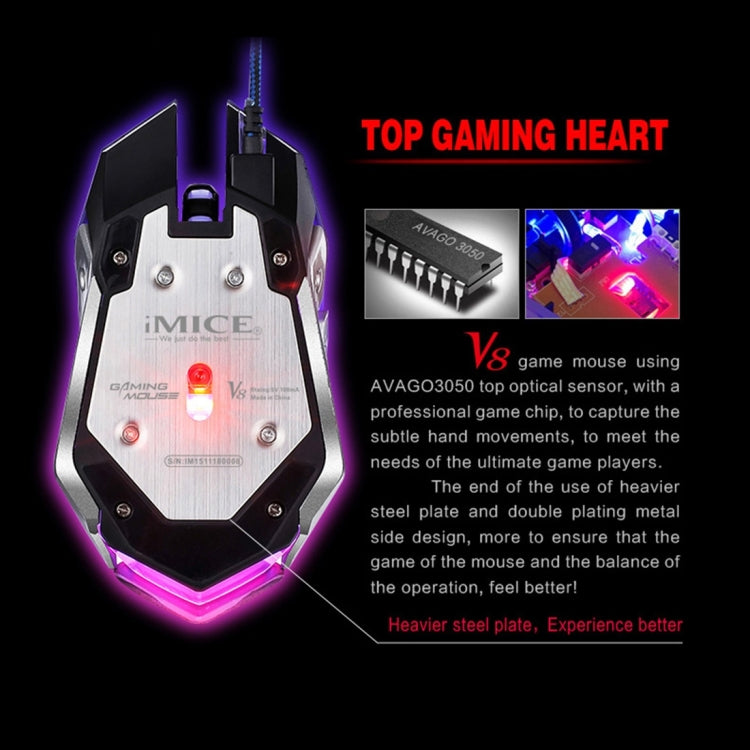 iMICE V8 LED Colorful Light USB 6 Buttons 4000 DPI Wired Optical Gaming Mouse for Computer PC Laptop