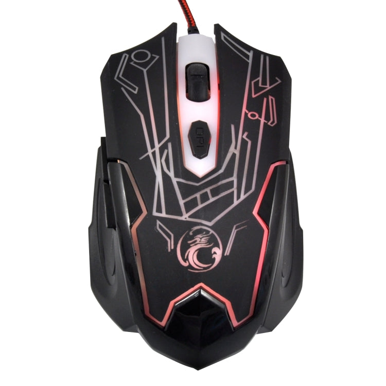 ESTONE X6 LED Colorful Light USB 6 Buttons 2400 DPI Wired Optical Gaming Mouse for Computer PC Laptop(Black)