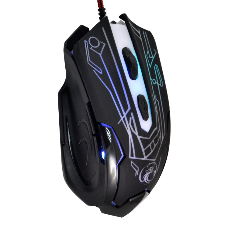ESTONE X6 LED Colorful Light USB 6 Buttons 2400 DPI Wired Optical Gaming Mouse for Computer PC Laptop(Black)