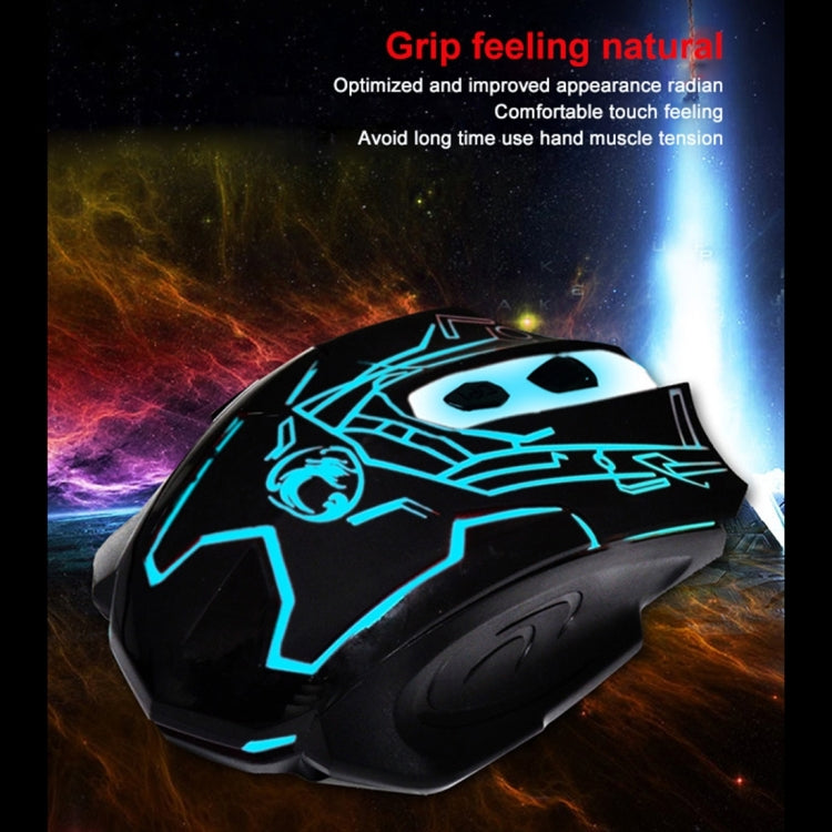 ESTONE X6 LED Colorful Light USB 6 Buttons 2400 DPI Wired Optical Gaming Mouse for Computer PC Laptop(Black)