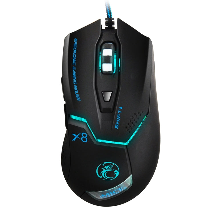 iMICE X8 LED Colorful Light USB 6 Buttons 3200 DPI Wired Optical Gaming Mouse for Computer PC Laptop(Black)
