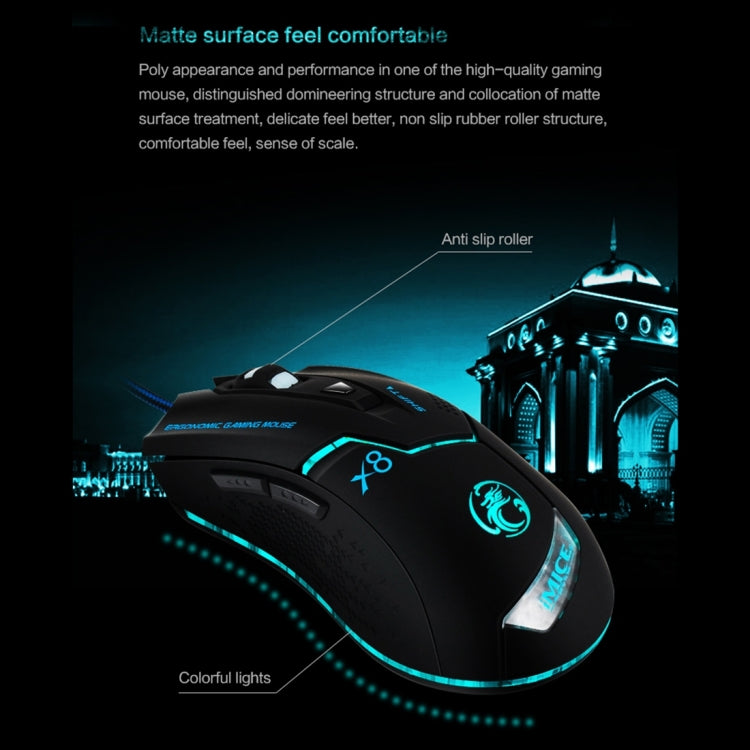 iMICE X8 LED Colorful Light USB 6 Buttons 3200 DPI Wired Optical Gaming Mouse for Computer PC Laptop(Black)