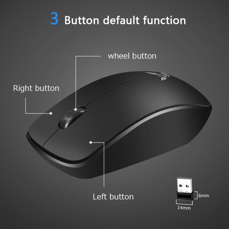 WSKY T16 2.4GHz Wireless 1600DPI Optical Mouse with Receiver
