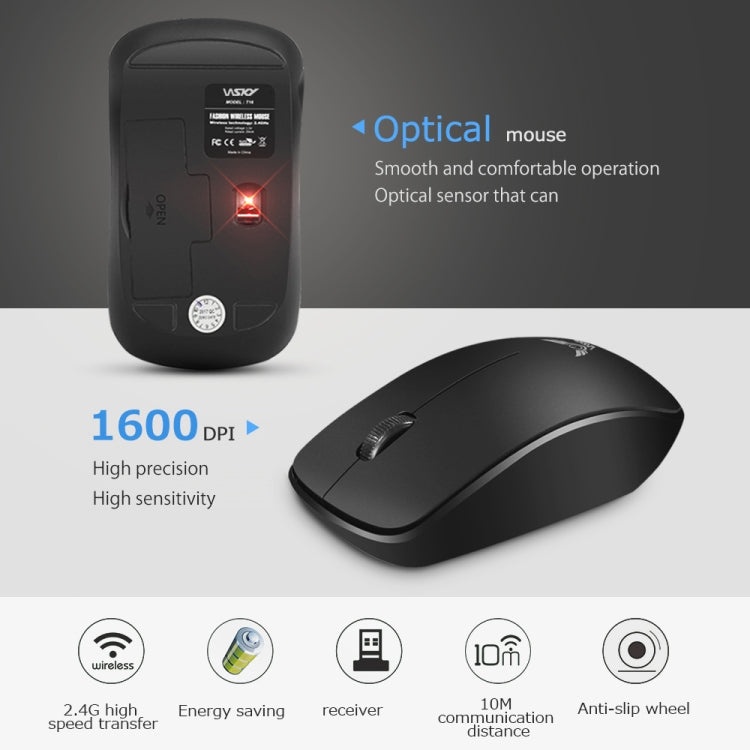 WSKY T16 2.4GHz Wireless 1600DPI Optical Mouse with Receiver