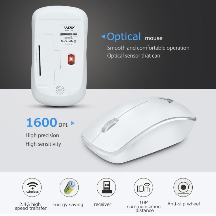 WSKY T16 2.4GHz Wireless 1600DPI Optical Mouse with Receiver