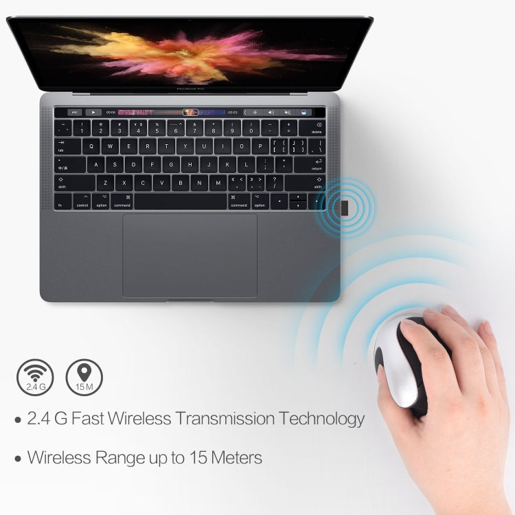 X10 2.4GHz 2400DPI Three-speed Adjustable Rechargeable Vertical Wireless Optical Mouse(Silver)