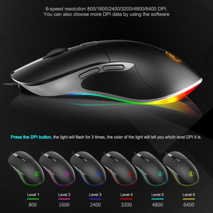 iMICE X6 Wired Mouse 6-button Colorful RGB Gaming Mouse(Black)