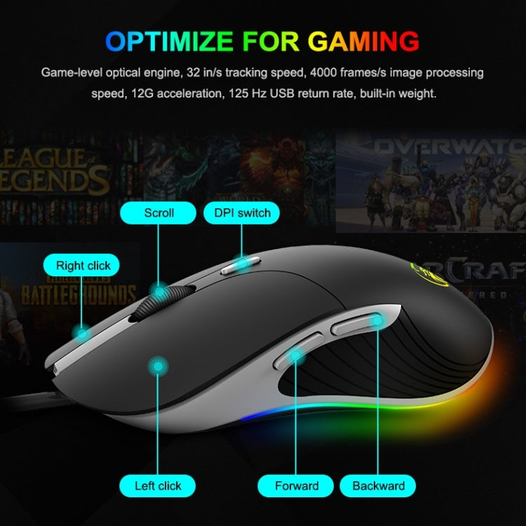iMICE X6 Wired Mouse 6-button Colorful RGB Gaming Mouse(Black)