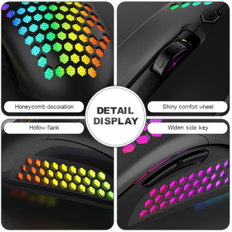 M5 USB2.0 12000 DPI Max Adjustable Colorful Glowing Wired Gaming Mouse, Length: 1.7m (Black)