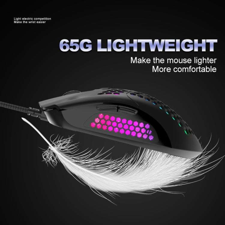 M5 USB2.0 12000 DPI Max Adjustable Colorful Glowing Wired Gaming Mouse, Length: 1.7m (Black)