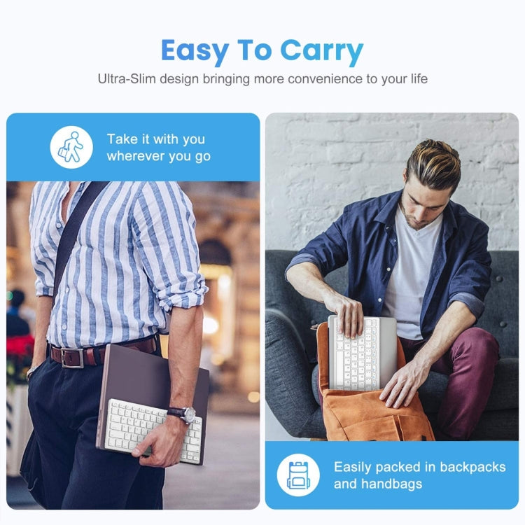 WB-8022 Ultra-thin Wireless Bluetooth Keyboard for iPad, Samsung, Huawei, Xiaomi, Tablet PCs or Smartphones, Russian Keys(Silver)