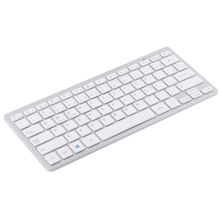 WB-8022 Ultra-thin Wireless Bluetooth Keyboard for iPad, Samsung, Huawei, Xiaomi, Tablet PCs or Smartphones, Portuguese Keys(Silver)