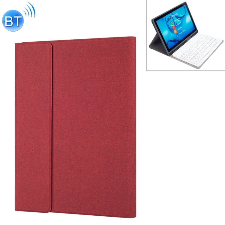 HW108 Detachable Magnetic Plastic Bluetooth Keyboard + Silk Pattern TPU Tablet Case for Huawei MediaPad M5 10.8 Pro / 10.8, with Pen Slot & Bracket