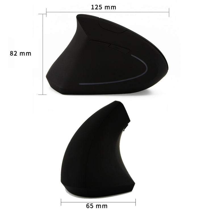 CM0093 Rechargeable Version 2.4GHz Three-button Wireless Optical Mouse Vertical Mouse for Left-hand, Resolution: 1000DPI / 1200DPI / 1600DPI(Black)