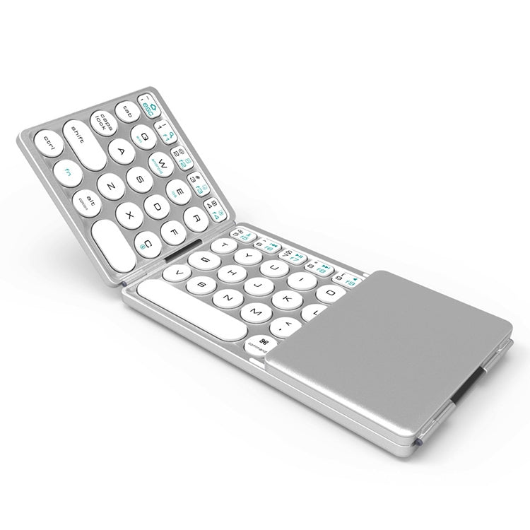 B052 Universal Round Keycap Mini Three-fold Bluetooth Wireless Keyboard with Touchpad