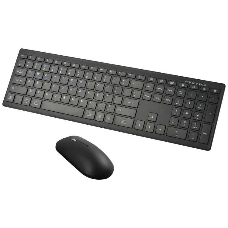 169 2.4Ghz + Bluetooth Dual Mode Wireless Keyboard + Mouse Kit, Compatible with iSO & Android & Windows (Black)