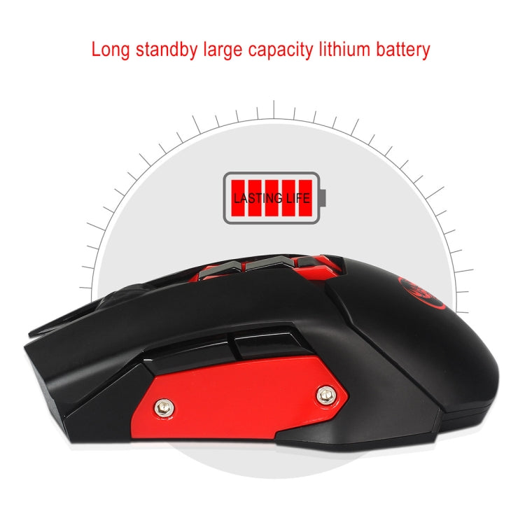 X80 2.4G Wireless Luminous Rechargeable Gaming Mouse without Letters (Red)
