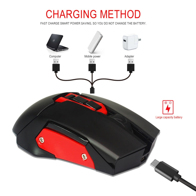 MOYUKAXIE X80 2.4G Wireless Luminous Rechargeable Gaming Mouse (Red)