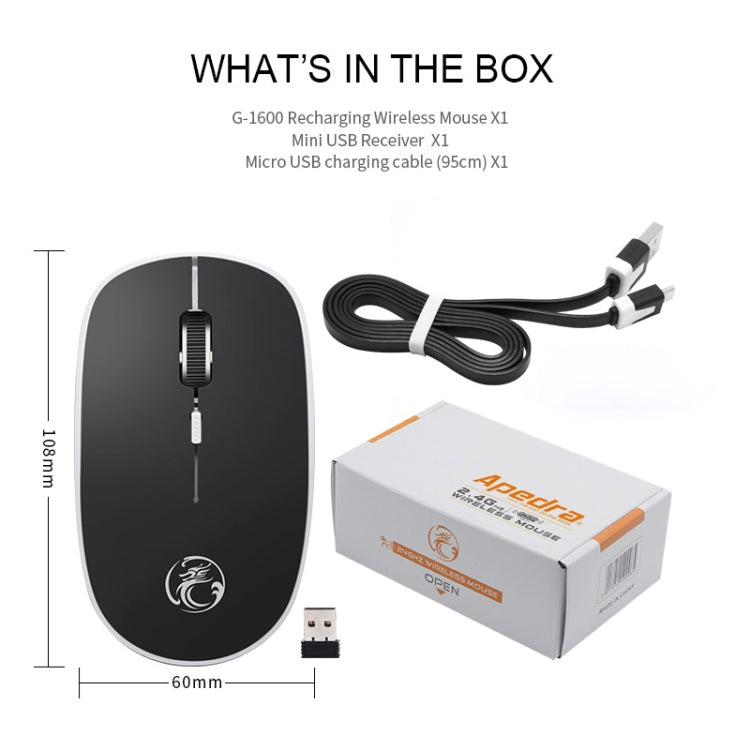 Apedra iMICE G-1600 4-Keys 1600 DPI Mini USB Charging 2.4G Wireless Silent Mouse