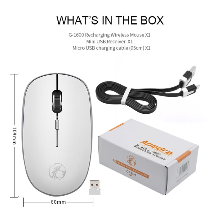 Apedra iMICE G-1600 4-Keys 1600 DPI Mini USB Charging 2.4G Wireless Silent Mouse