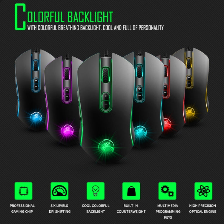 Apedra iMICE A6 Macros Define Programmable 7-Keys 3200 DPI Wired Gaming Mouse with Cool Colorful Breathing Light
