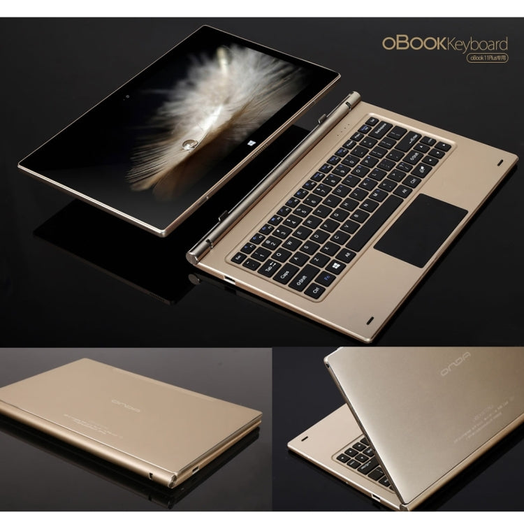 ONDA oBook 11 Plus (WMC0021 / WMC0050) Original Fashionable Adjustable Magnetic Suction Keyboard with 83 Keycaps & Metal Rotation Shaft & Standard USB Port(Champagne Gold)