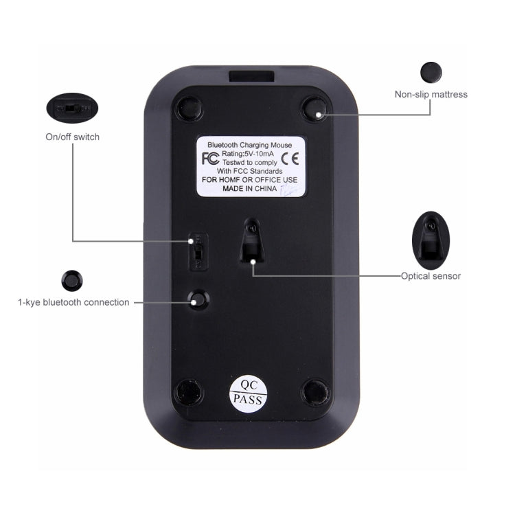 Bluetooth 3.0 3 Buttons 1200DPI Charging Ergonomic Wireless Optical Computer Mouse