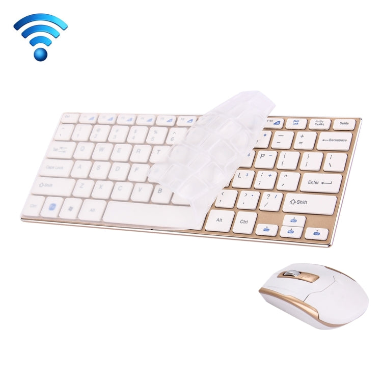 HK3910 2.4GHz Wireless 78 Keys Metal Ultrathin Keyboard with Keyboard Cover + Wireless Optical Mouse with Embedded USB Receiver for Computer PC Laptop